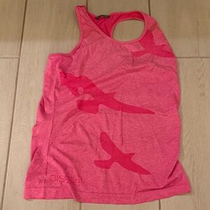 Oiselle Vibrant Pink Tank Top with Bird Motif